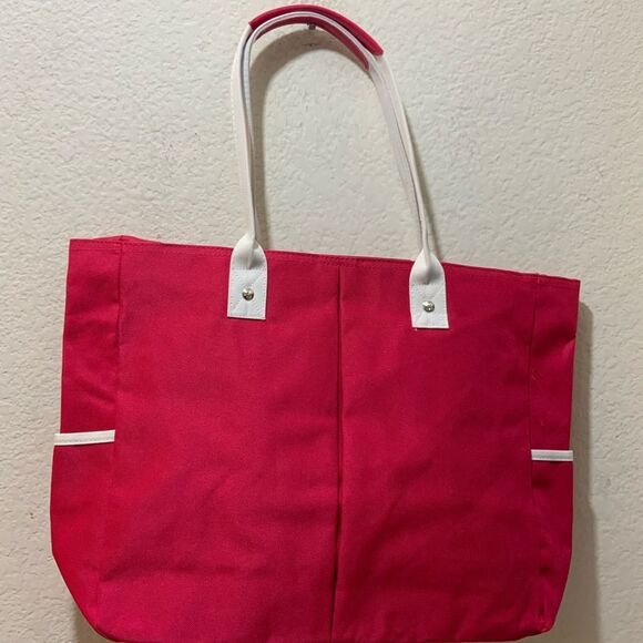 Lancôme NEW pink white large tote shopper bag nylon canvas - Picture 3 of 9